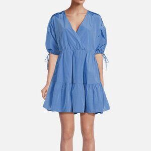 TED BAKER Suza Puff Sleeve Tiered Dress in Light Blue 3